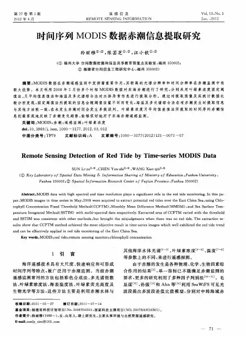 时间序列MODIS数据赤潮信息提取研究