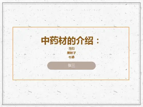 中药材当归、黑附子、牛膝的介绍