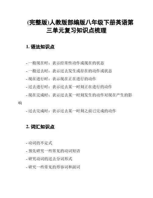 (完整版)人教版部编版八年级下册英语第三单元复习知识点梳理