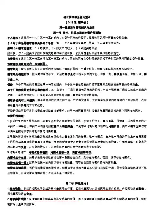 物业管理综合能力重点(1-12章_精华版).doc