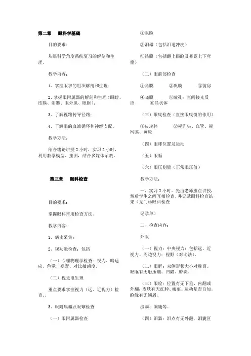 眼科学教学大纲(五年制)