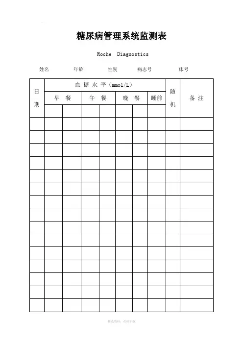 血糖监测表