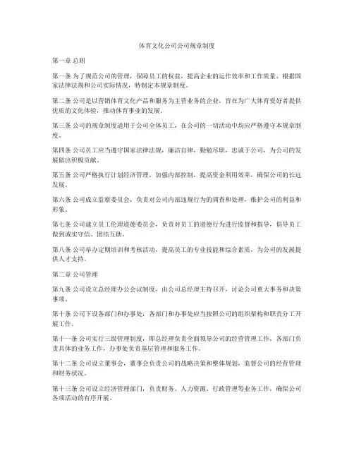 体育文化公司公司规章制度