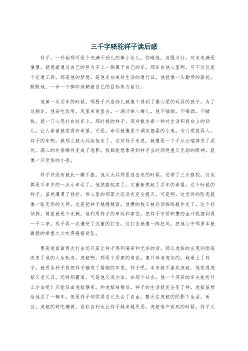 三千字骆驼祥子读后感