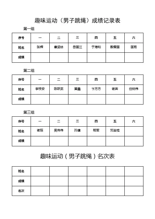 成绩记录表(趣味运动会)