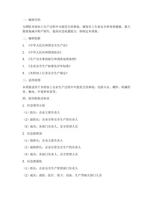 木材加工生产安全事故应急预案