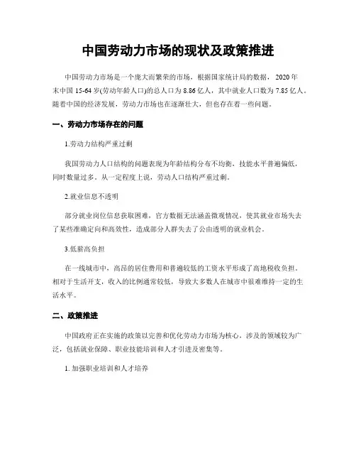 中国劳动力市场的现状及政策推进