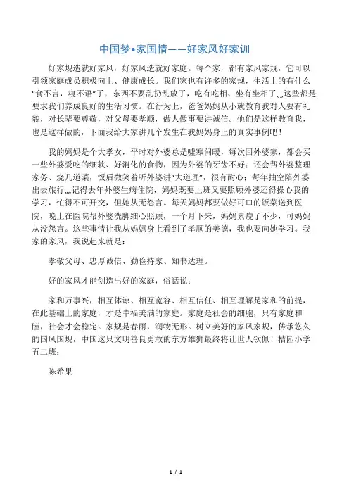 中国梦家国情――好家风好家训