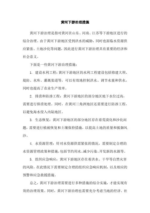 黄河下游治理措施