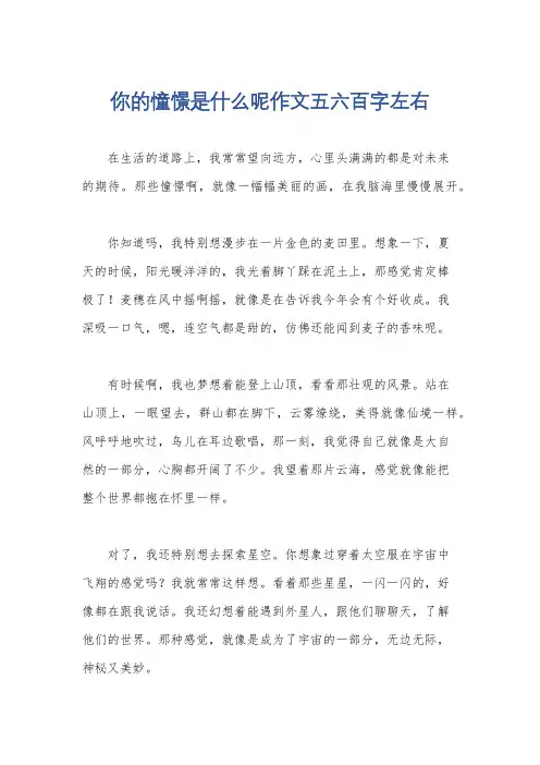 你的憧憬是什么呢作文五六百字左右