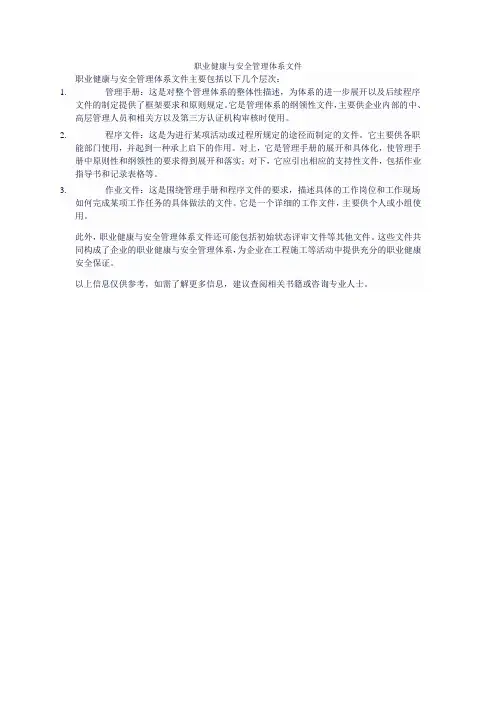 职业健康与安全管理体系文件