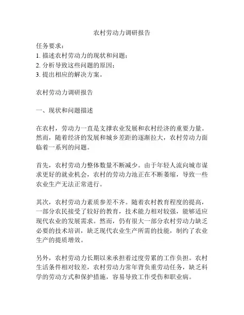 农村劳动力调研报告