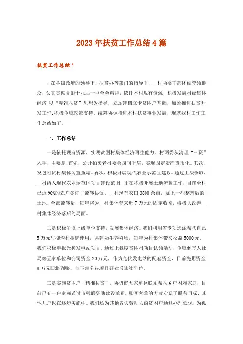 2023年扶贫工作总结4篇