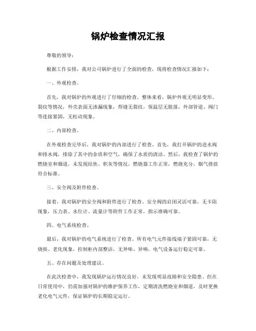 锅炉检查情况汇报