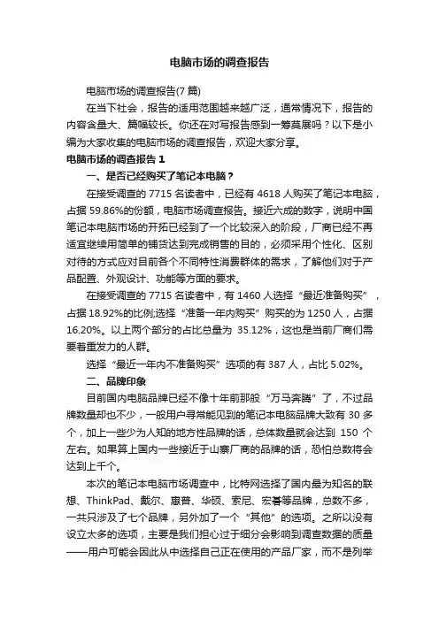 电脑市场的调查报告