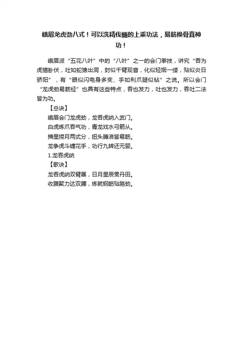 峨眉龙虎劲八式！可以洗精伐髓的上乘功法，易筋换骨真神功！