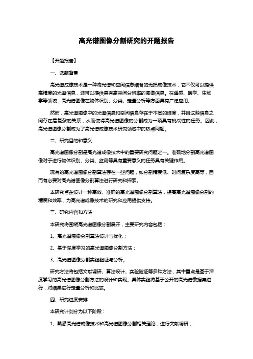 高光谱图像分割研究的开题报告