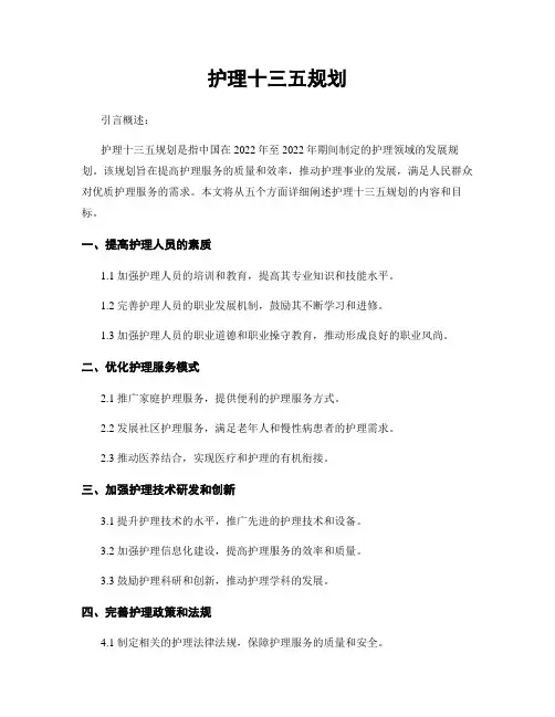 护理十三五规划