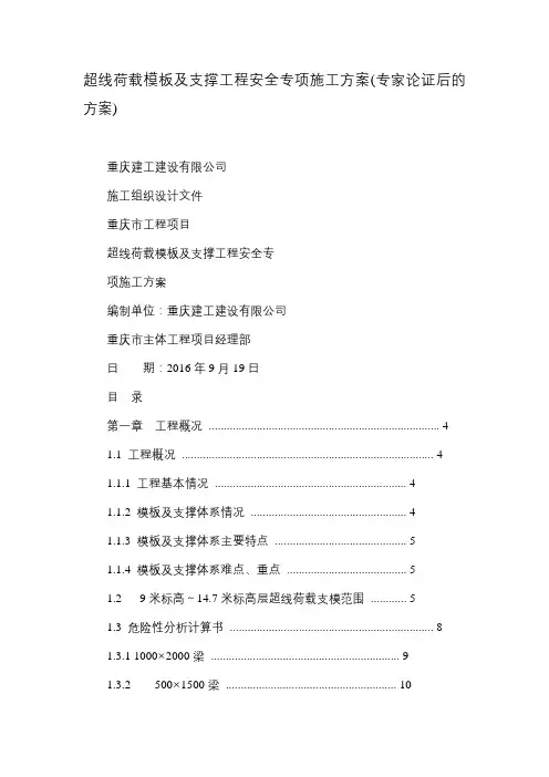 超线荷载模板及支撑工程安全专项施工方案(专家论证后的方案).doc