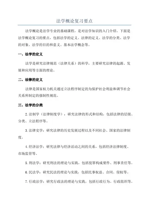 法学概论复习要点
