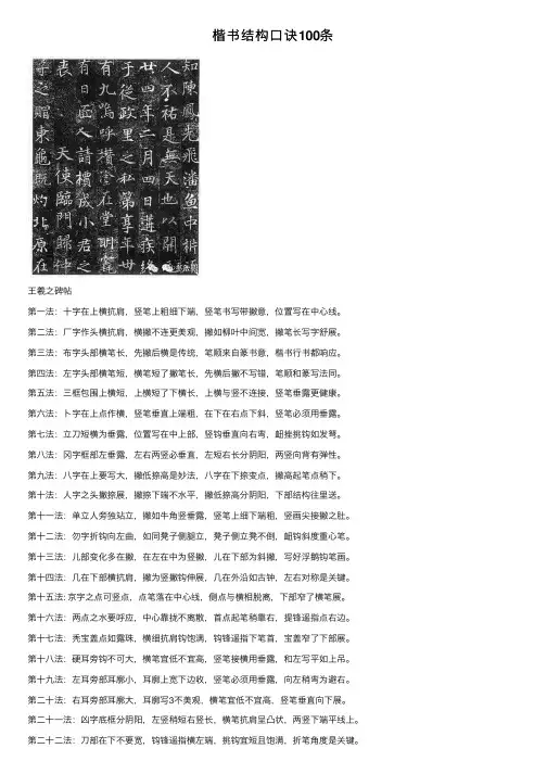 楷书结构口诀100条