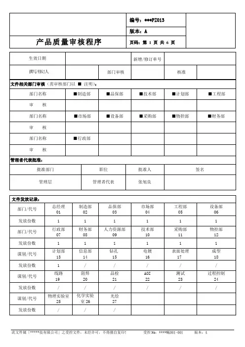 产品质量审核程序