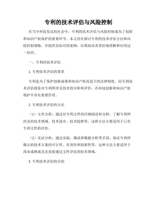 专利的技术评估与风险控制
