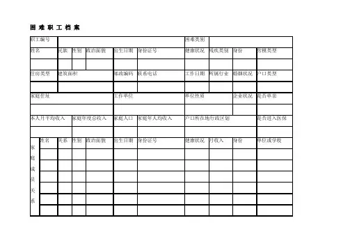 困难职工档案表及填表说明