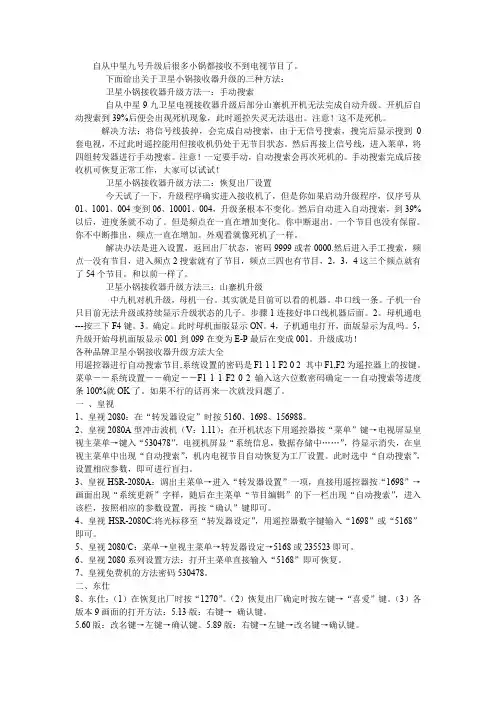 最新卫星小锅接收器升级方法