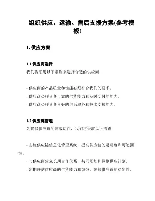 组织供应、运输、售后支援方案(参考模板)