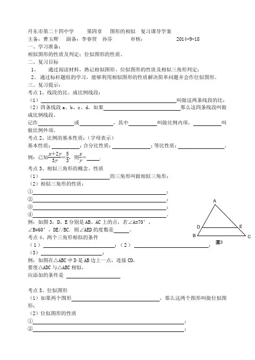 第四章  图形的位似  复习课导学案