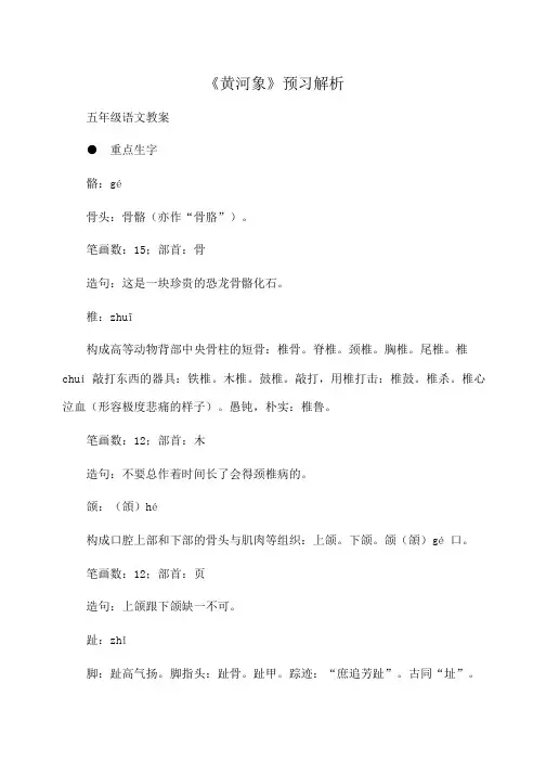 小学五年级语文：《黄河象》预习解析