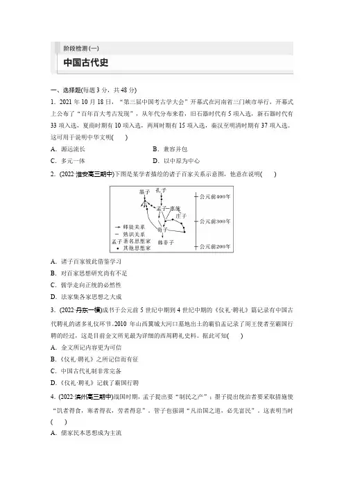 板块1 阶段检测(一) 中国古代史