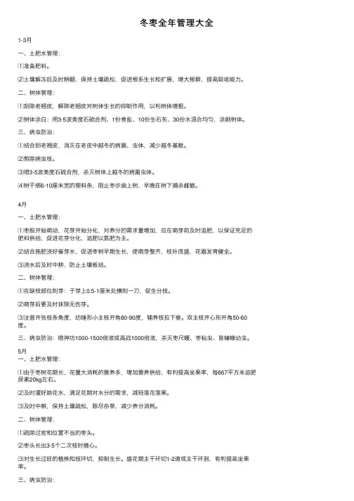 冬枣全年管理大全