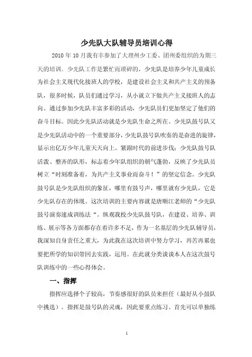 【最新精选】少先队鼓号队培训心得