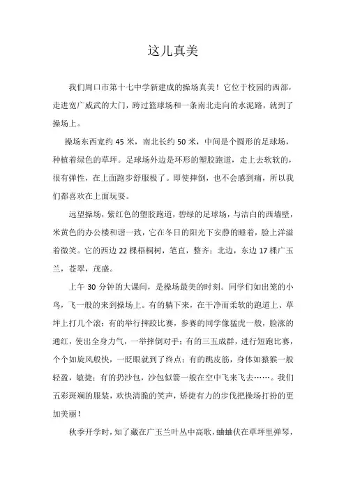 部编版小学三年级上册第六单元教师下水作文《这儿真美》