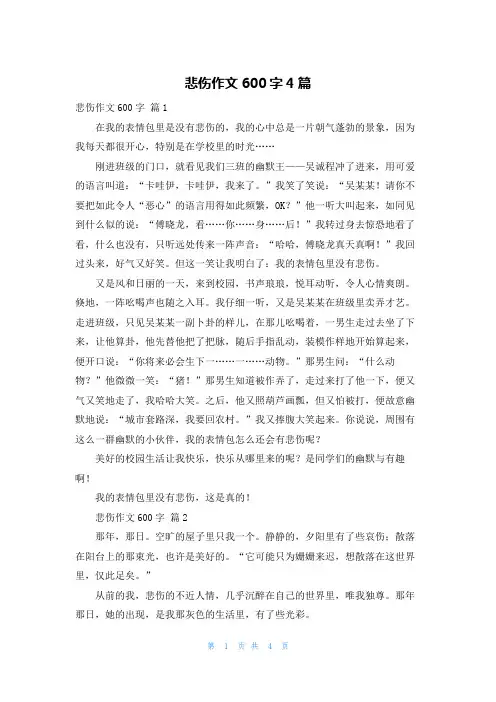 悲伤作文600字4篇_1