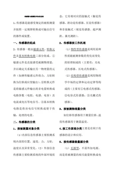 传感器与检测技术重点知识点总结