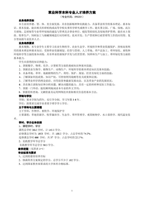草业科学本科专业人才培养方案