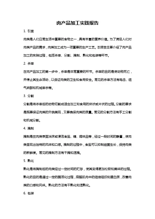 肉产品加工实践报告
