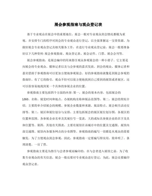 展会参观指南与观众登记表