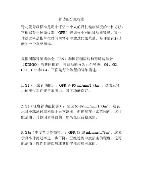 肾功能分级标准