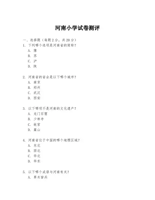 河南小学试卷测评