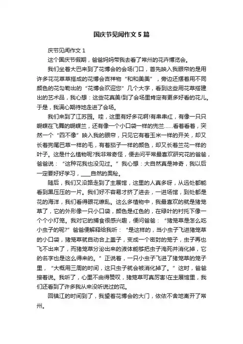 国庆节见闻作文5篇