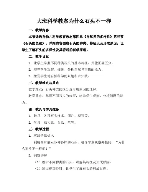 大班科学教案为什么石头不一样