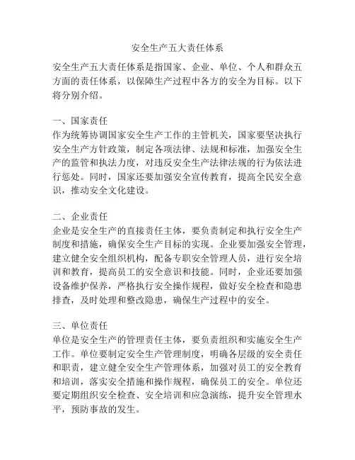 安全生产五大责任体系