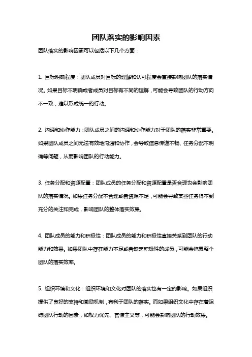 团队落实的影响因素