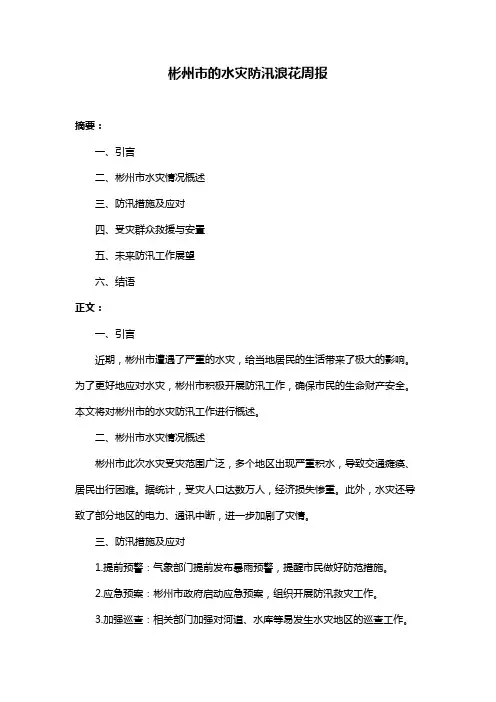 彬州市的水灾防汛浪花周报
