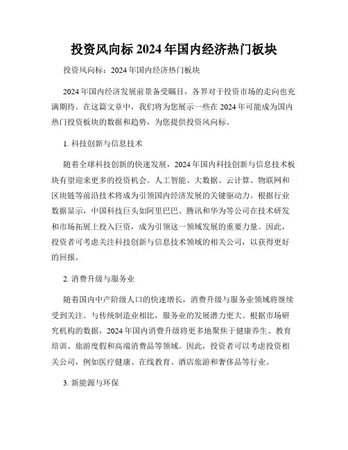 投资风向标2024年国内经济热门板块