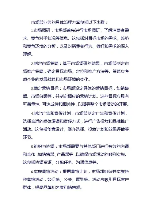 市场部业务具体流程方案